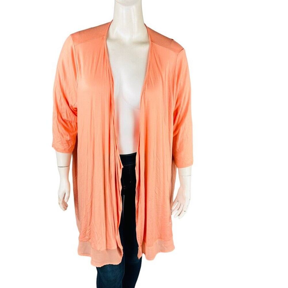 New Lane Bryant Womans Sz 22/24 BlouseTopper 3/4 Sleeve Peach Cardigan NWT